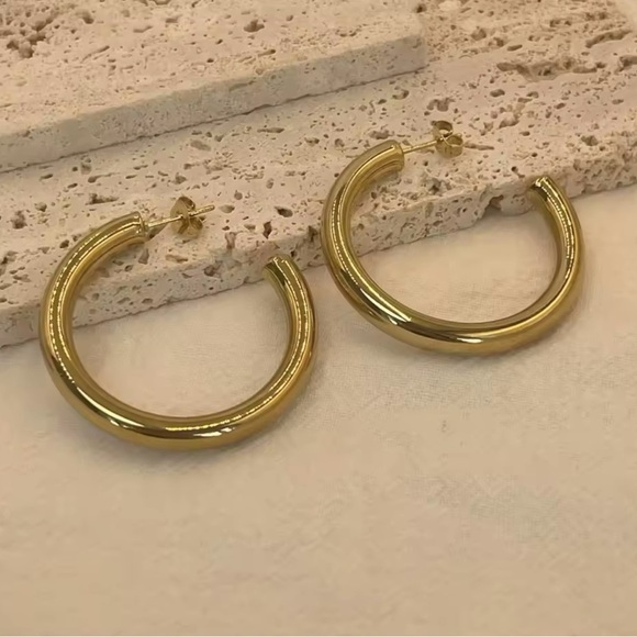 Gold Hoop Earrings - Picture 1 of 2